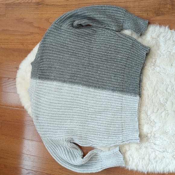 Ichi Colour Block Grey Knit V Neck Sweater Medium - Picture 6 of 9